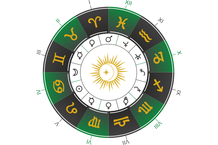 Natal chart wheel detail